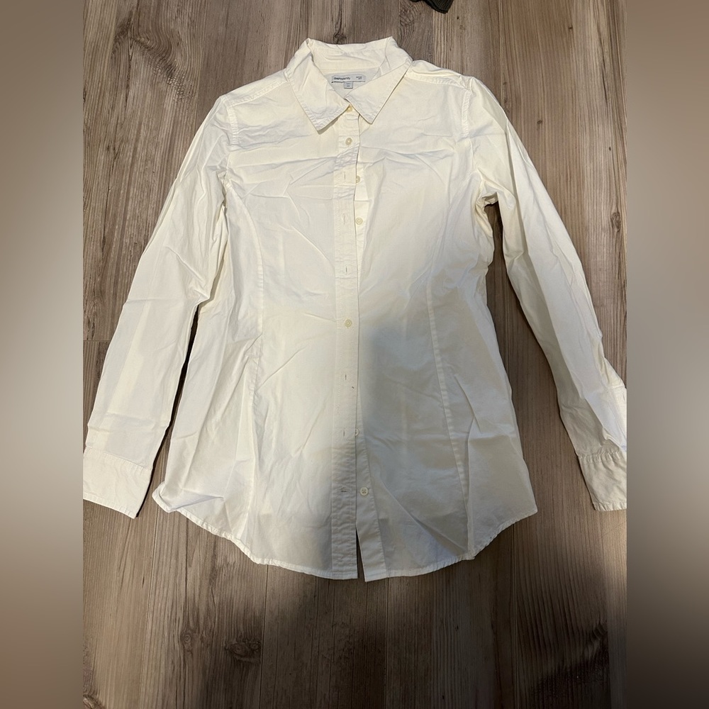 Maternity shirt white poplin Oxford shirt gap button down
